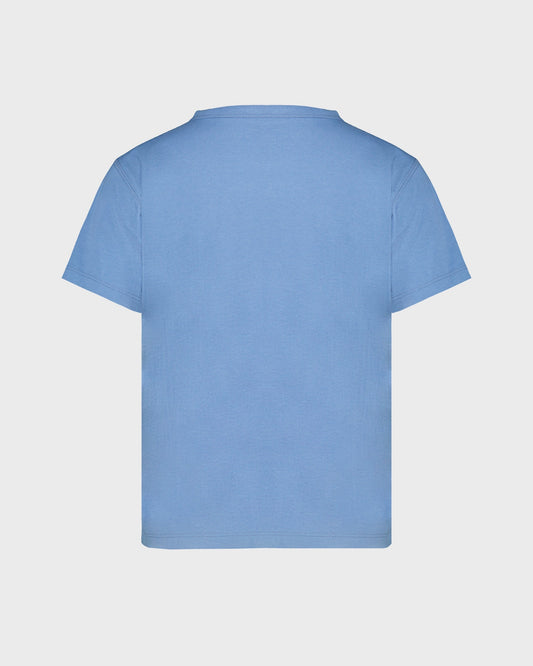 Blue t-shirt on a light gray background