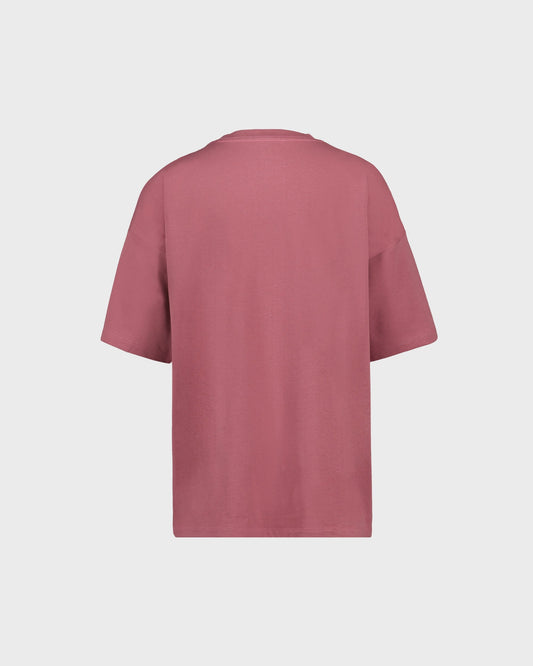 Mauve t-shirt on a light gray background