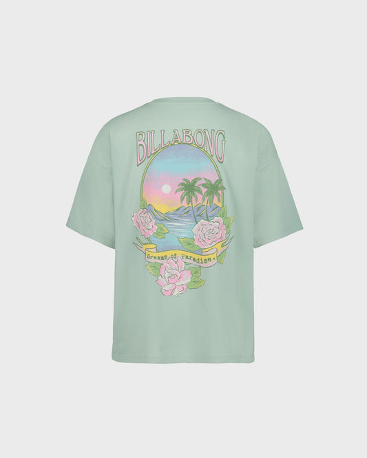 Light green t-shirt with Billabong graphic design on a white background