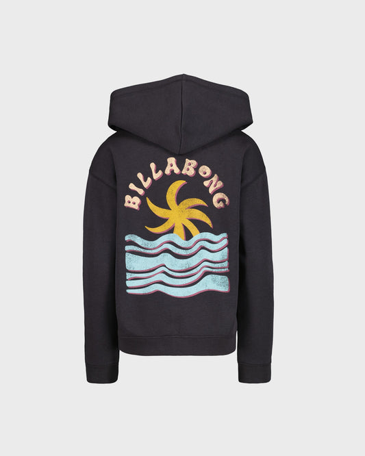 Black hoodie with Billabong logo and wave design on a light gray background