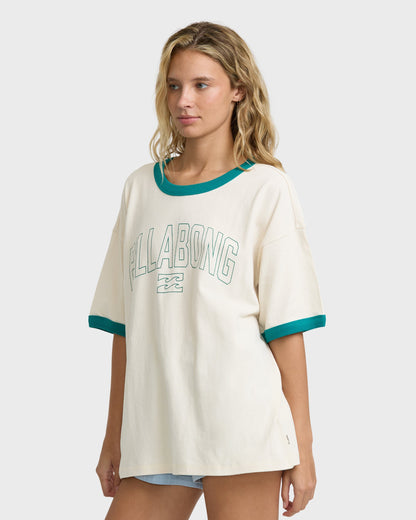Go West Ringer Short Sleeve Knit T-Shirt - White Cap