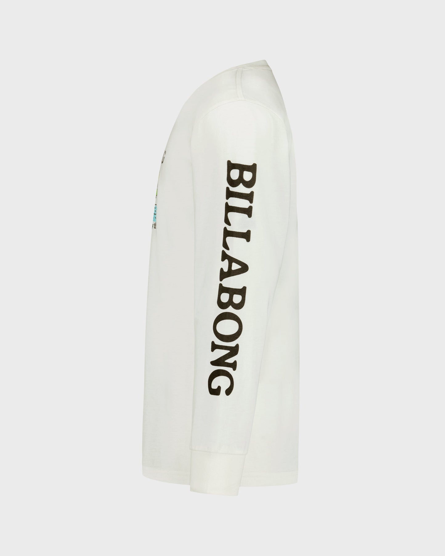 White surfboard with 'Billabong' branding on a light gray background