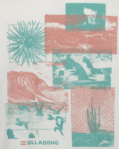 Collage of beach-themed graphics with Billabong logo