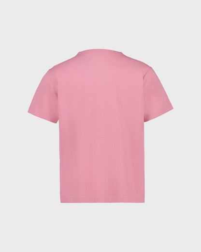 Pink t-shirt on a light gray background