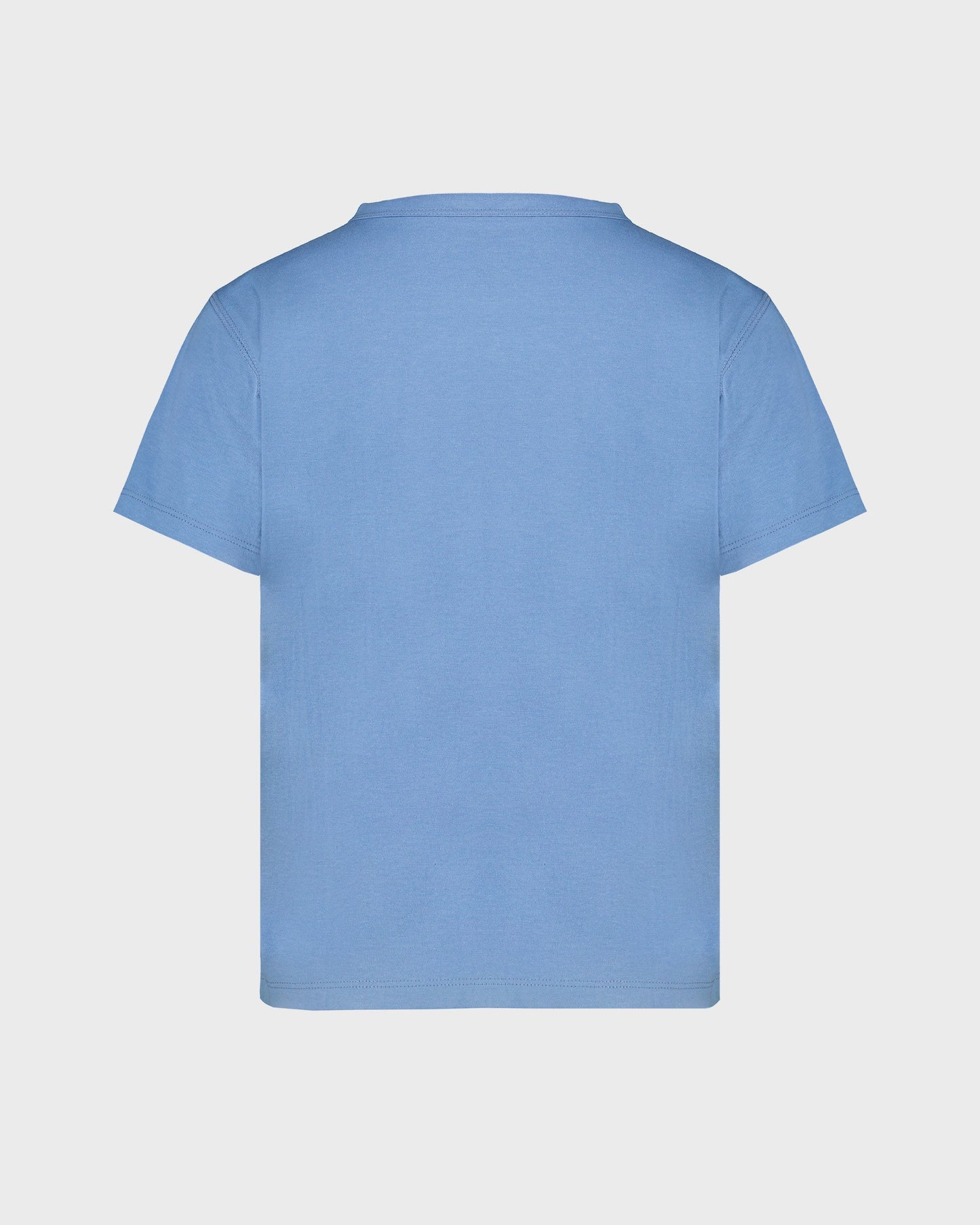 Blue t-shirt on a light gray background