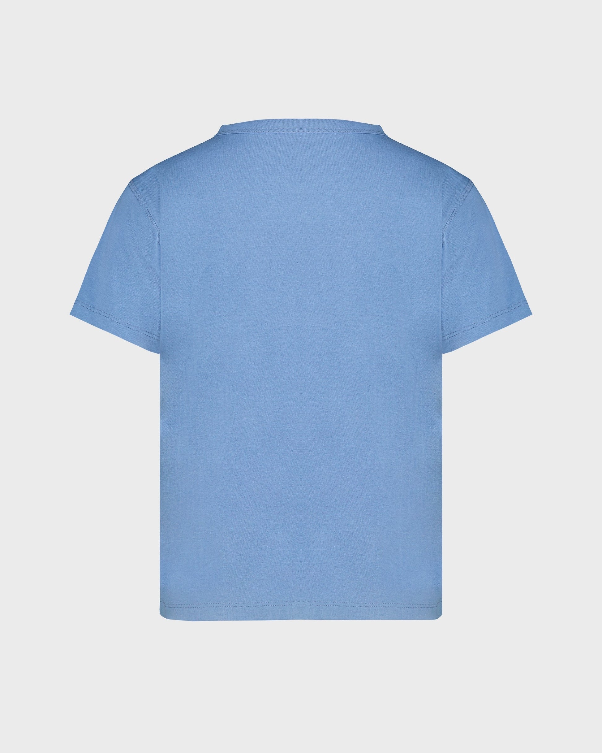 Blue t-shirt on a light gray background