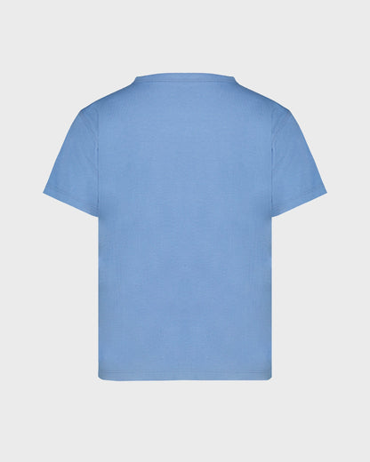 Blue t-shirt on a light gray background