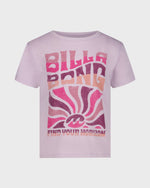 Pink t-shirt with Billabong logo and text on a white background