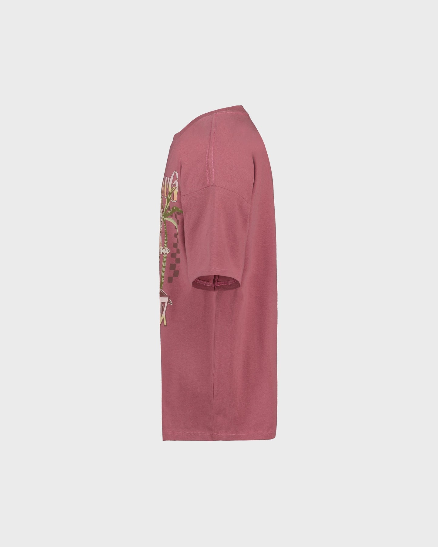 Maroon long-sleeve shirt with graphic design on a light gray background