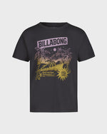 Black t-shirt with Billabong logo and palm tree design on a white background