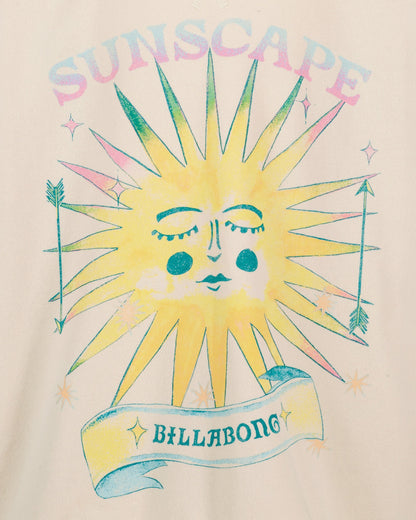 Sunscape Billabong logo with a stylized sun and moon design on a beige background