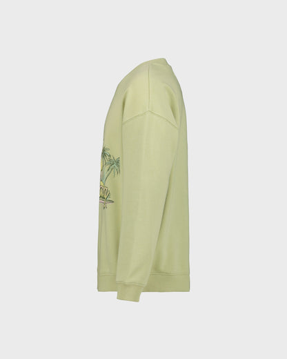 Light green sweatshirt with a graphic design on a white background