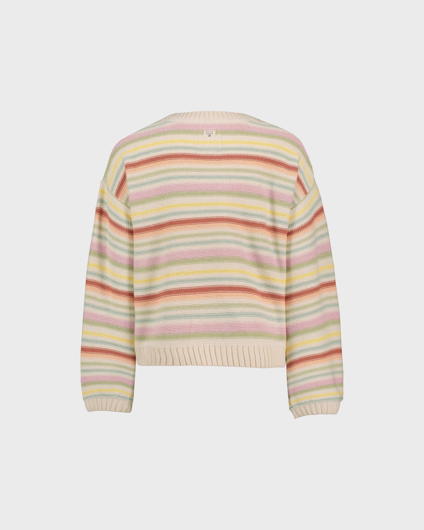Pastel striped sweater on a light gray background