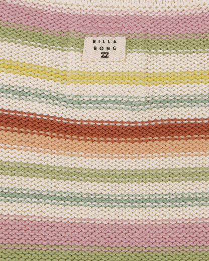 Striped fabric with multicolor pattern and Billabong logo.